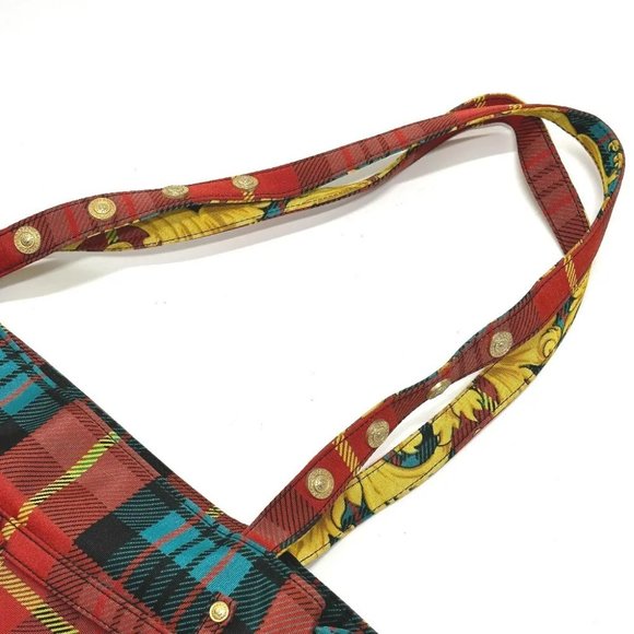 VERSACE Tote Bag baroque pattern Bag Shoulder Bag cotton Multicolore - Picture 8 of 12